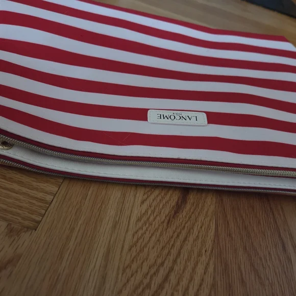 Lancome Red and White Striped Cosmetic Bag - Picture 4 of 6